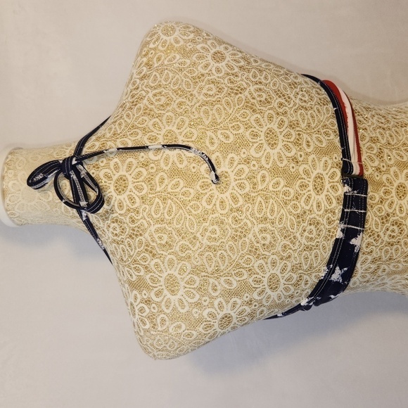 Red White Blue Padded Push-Up Cup Halter Swim Top - Picture 4 of 9